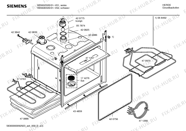 Взрыв-схема плиты (духовки) Siemens HB560250S - Схема узла 03