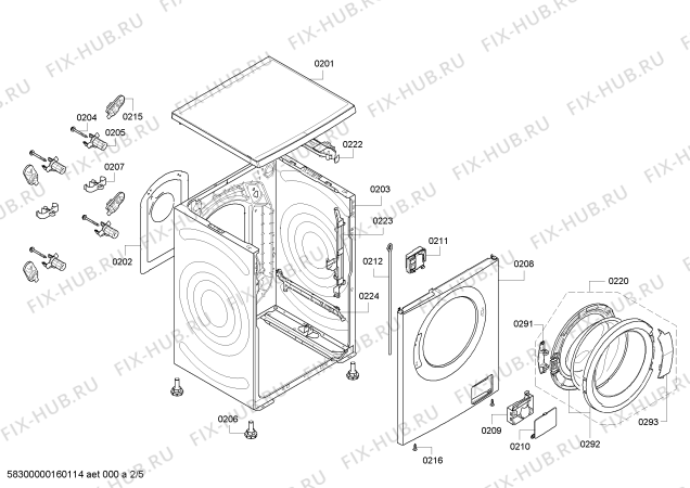 Схема №2 WAQ24461SN с изображением Вкладыш для стиралки Bosch 00659790