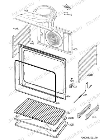 Взрыв-схема плиты (духовки) Aeg BP501432SM - Схема узла Oven