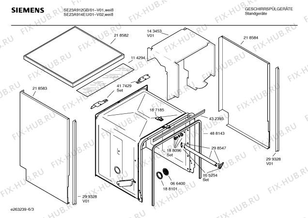 Взрыв-схема посудомоечной машины Siemens SE23A912GB - Схема узла 03