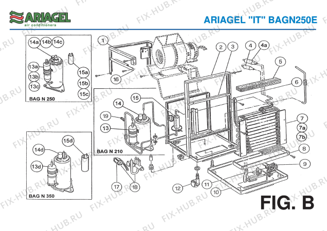 Взрыв-схема кондиционера Ariagel BAGN 250E - Схема узла 2