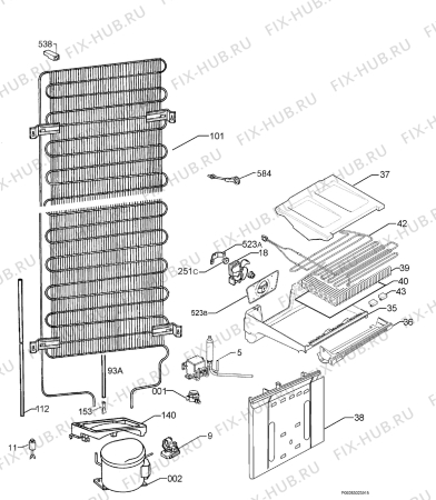Взрыв-схема холодильника Electrolux ENB38607X - Схема узла Cooling system 017