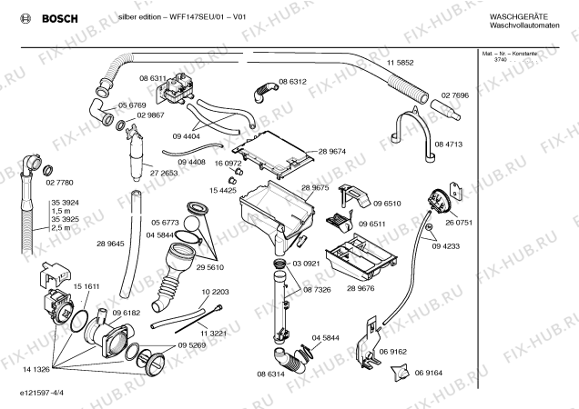 Схема №2 WFF147SEU, silber edition с изображением Переключатель для стиральной машины Bosch 00354340