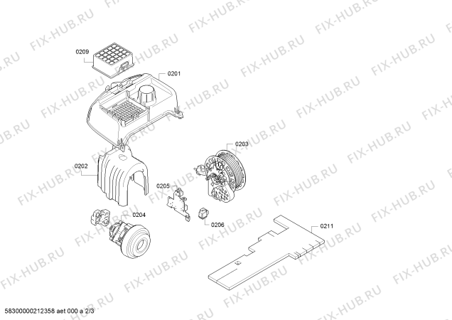 Взрыв-схема пылесоса Bosch BGL3A432 Bosch GL-30 - Схема узла 02