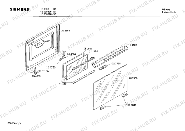 Взрыв-схема плиты (духовки) Siemens HE030326 - Схема узла 03