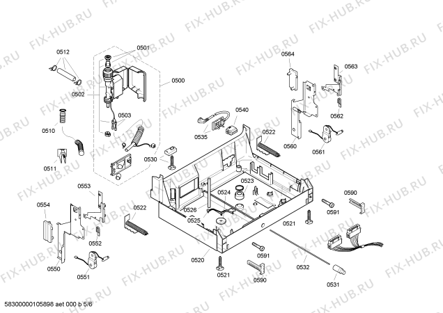 Взрыв-схема посудомоечной машины Siemens SE65E330GB - Схема узла 05