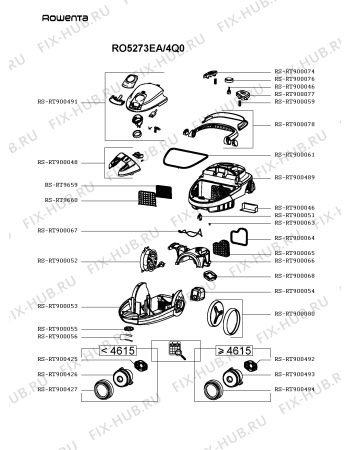Схема №1 RO5273EA/4Q0 с изображением Крышка для электропылесоса Rowenta RS-RT900491