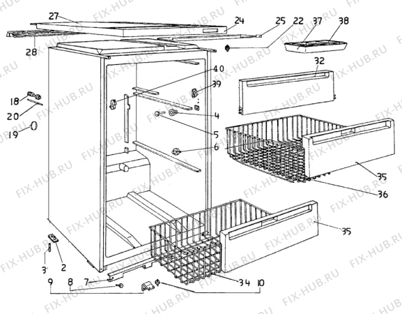 Взрыв-схема холодильника Zanussi ZVL12T - Схема узла C10 Cabinet/Interior