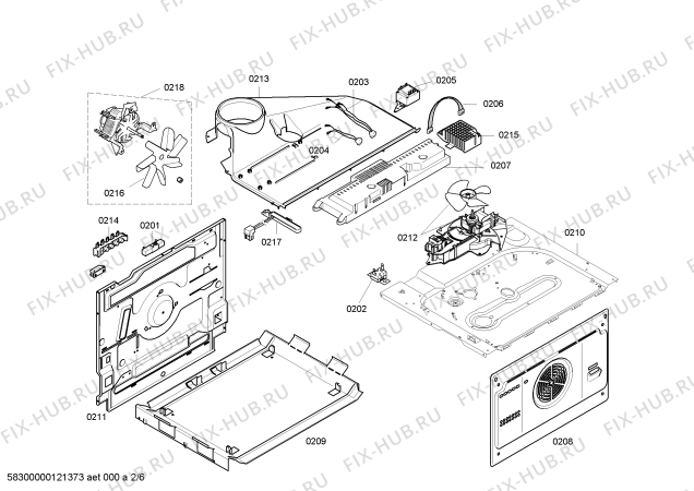 Взрыв-схема плиты (духовки) Bosch HBN38075H - Схема узла 02