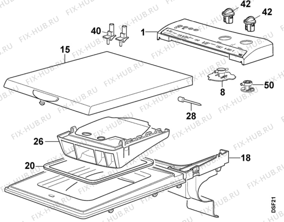 Взрыв-схема стиральной машины Faure LTC518-1 - Схема узла Top