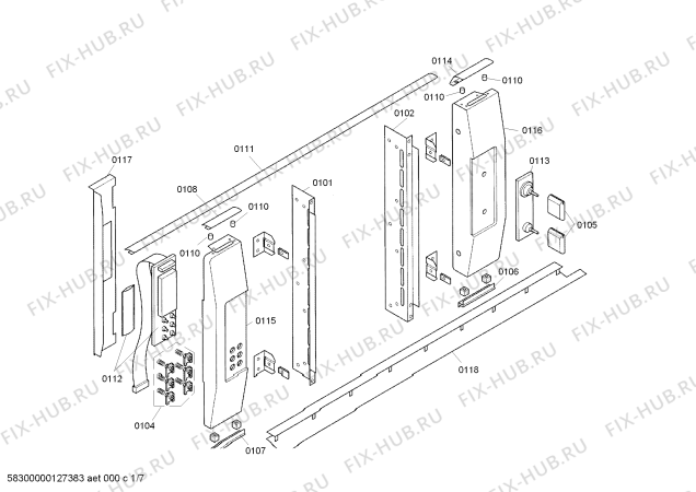 Схема №4 EB385410 с изображением Планка для духового шкафа Bosch 00212849