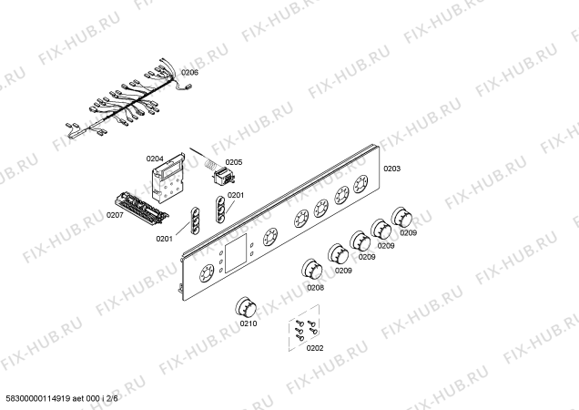 Взрыв-схема плиты (духовки) Bosch HSV745020T - Схема узла 02