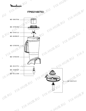 Взрыв-схема кухонного комбайна Moulinex FP602148/703 - Схема узла BP003143.9P3