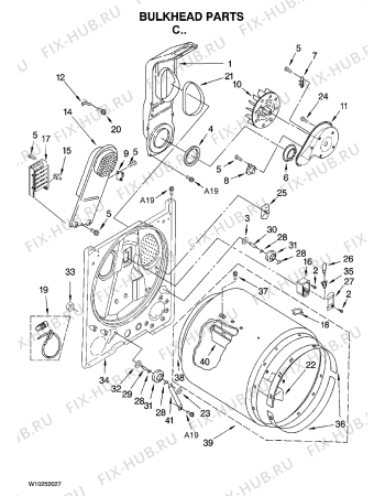 Схема №1 1CWED5100VQ с изображением Запчасть для сушилки Whirlpool 482000010197