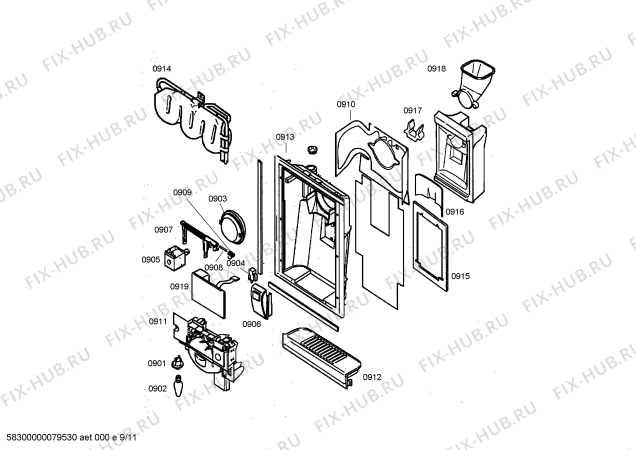 Схема №8 KGU57990 с изображением Уплотнитель для холодильника Bosch 00418372