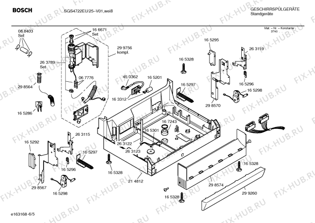 Взрыв-схема посудомоечной машины Bosch SGS4722EU Balance - Схема узла 05