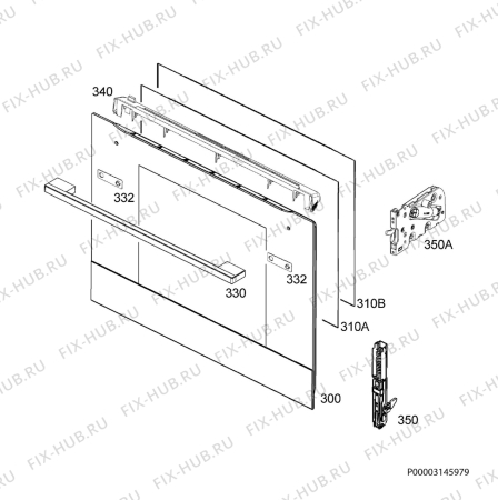 Взрыв-схема плиты (духовки) Aeg BSK574221M - Схема узла Door