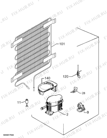 Взрыв-схема холодильника Privileg 992282_41334 - Схема узла Cooling system 017