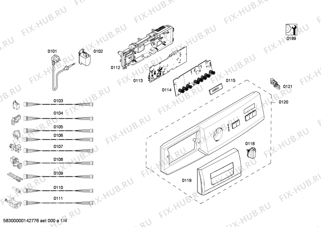 Схема №3 WM10E260GR с изображением Панель управления для стиралки Siemens 00677333