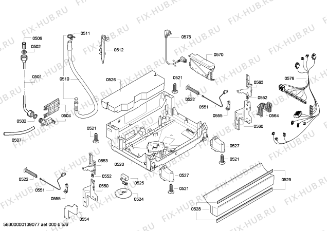 Взрыв-схема посудомоечной машины Bosch SMS50E12GB - Схема узла 05