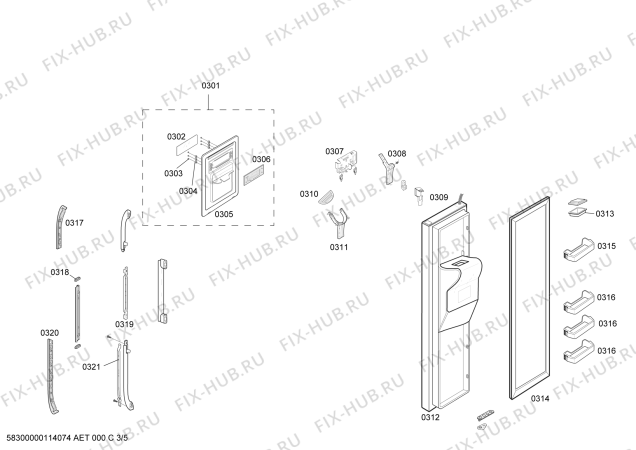 Взрыв-схема холодильника Bosch RS60KJSM1/XEG - Схема узла 03