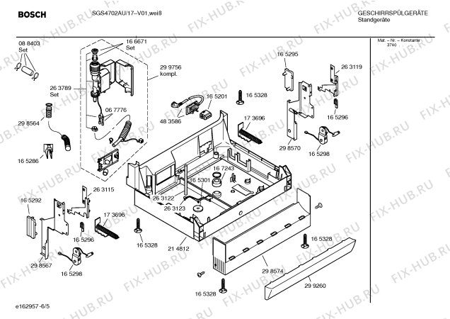 Взрыв-схема посудомоечной машины Bosch SGS4702AU - Схема узла 05