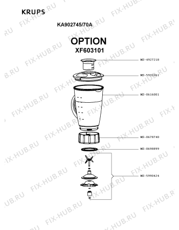Взрыв-схема кухонного комбайна Krups KA902745/70A - Схема узла HP003108.5P5