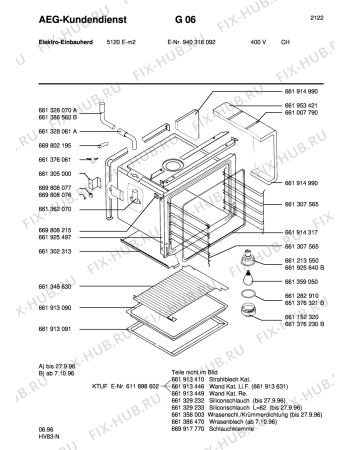 Взрыв-схема плиты (духовки) Aeg 5120E-M CH - Схема узла Section1