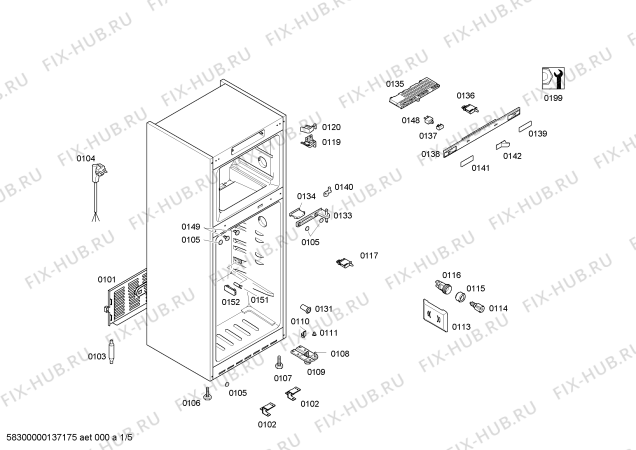 Схема №4 KD45NA03NE с изображением Дверь морозильной камеры для холодильной камеры Siemens 00682673