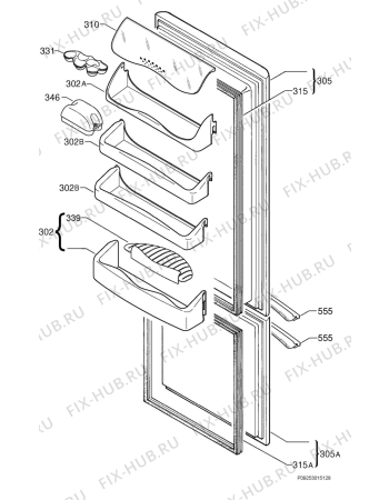 Взрыв-схема холодильника Zanussi Electrolux ZECBST/W - Схема узла Door 003