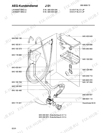 Взрыв-схема стиральной машины Aeg LAV905U D - Схема узла Hydraulic System 272