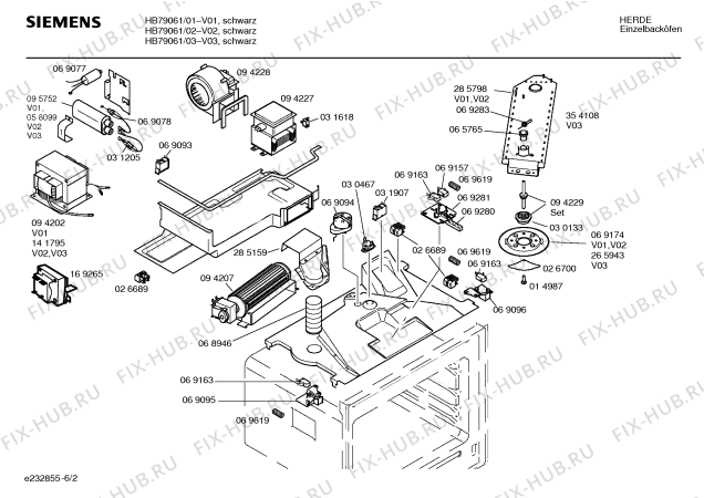 Взрыв-схема плиты (духовки) Siemens HB79061 - Схема узла 02