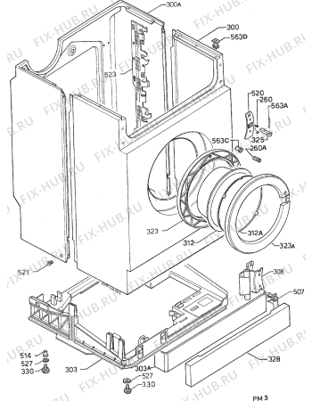 Взрыв-схема стиральной машины Electrolux WH3858 - Схема узла Cabinet + armatures