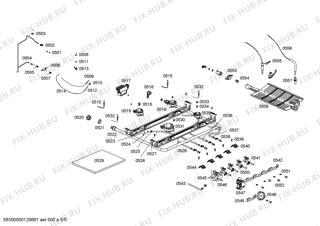 Взрыв-схема плиты (духовки) Bosch HSG47I50SC - Схема узла 05