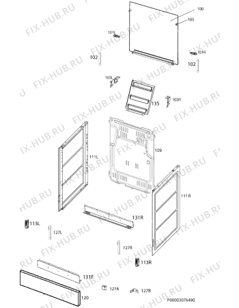 Взрыв-схема плиты (духовки) Zanussi ZCG961021W - Схема узла Housing 001