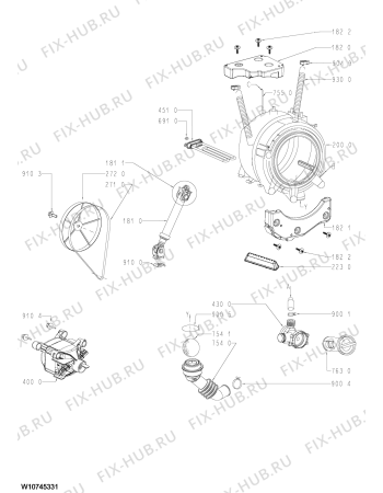 Взрыв-схема стиральной машины Whirlpool AWO/IC 81400 BL - Схема узла