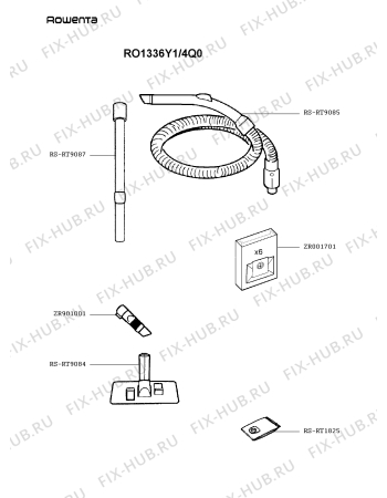 Взрыв-схема пылесоса Rowenta RO1336Y1/4Q0 - Схема узла 6P002769.0P2