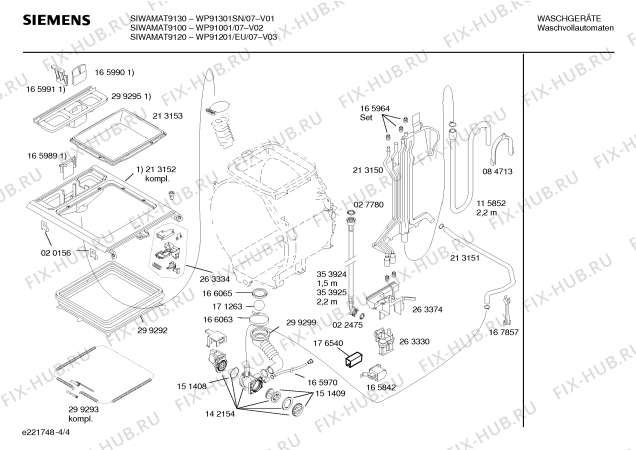 Схема №1 WP91001 SIWAMAT 9100 с изображением Панель управления для стиралки Siemens 00352663