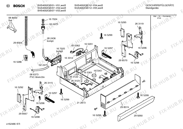 Взрыв-схема посудомоечной машины Bosch SHS4002GB - Схема узла 05