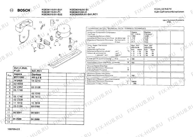 Взрыв-схема холодильника Bosch KGE36110 KGE3611 - Схема узла 02