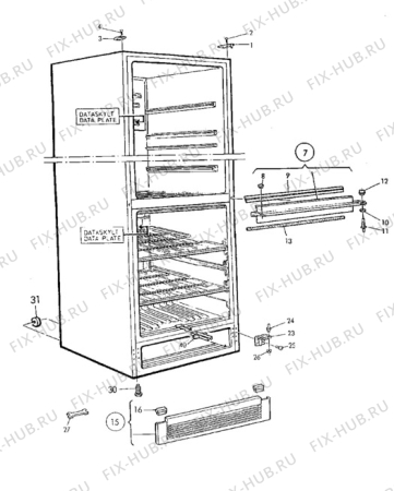 Взрыв-схема холодильника Electrolux TR1178S - Схема узла Cabinet + furniture (extra)