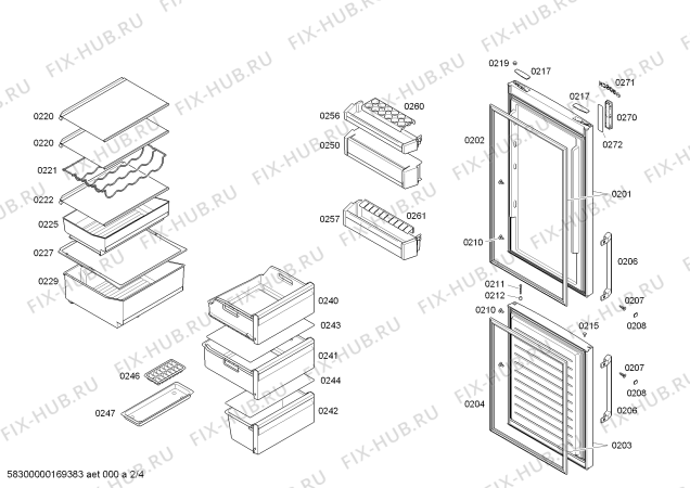 Взрыв-схема холодильника Bosch KGN36XI40 - Схема узла 02
