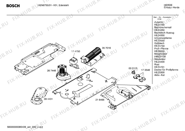 Взрыв-схема плиты (духовки) Bosch HEN6750 - Схема узла 02
