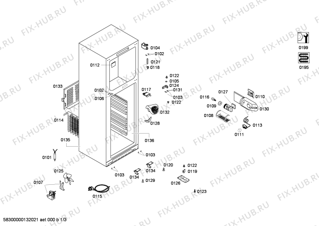 Схема №3 KDV52X65NE с изображением Дверь для холодильной камеры Bosch 00246951