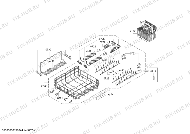 Взрыв-схема посудомоечной машины Bosch SBA68TD00E accent line - Схема узла 07