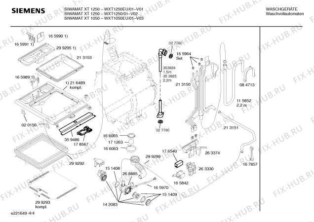 Взрыв-схема стиральной машины Siemens WXT1250EU Siemens SIWAMAT XT 1250 - Схема узла 04