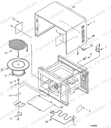 Взрыв-схема микроволновой печи Electrolux NF3065 - Схема узла H40 Housing, glass tray  C