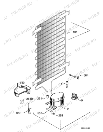 Взрыв-схема холодильника Juno Electrolux JRN44121 - Схема узла Cooling system 017