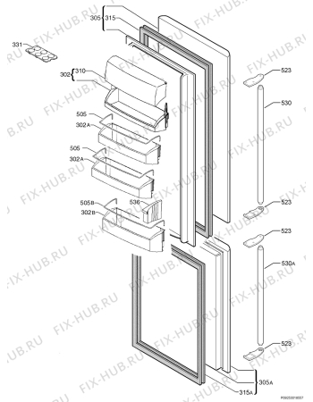 Взрыв-схема холодильника Aeg Electrolux S70308KG - Схема узла Door 003