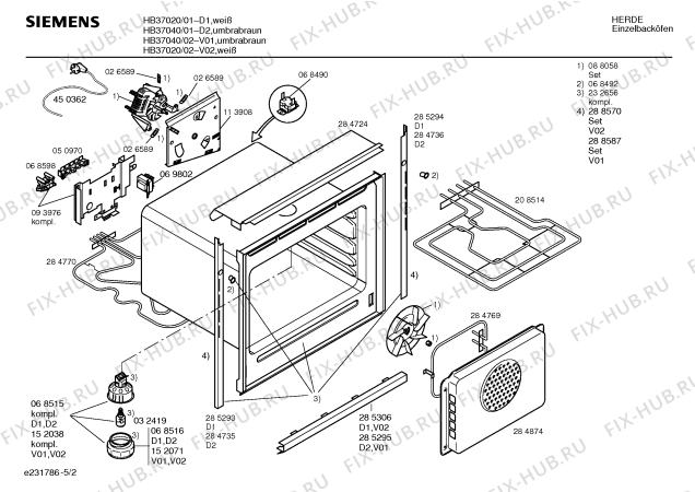 Взрыв-схема плиты (духовки) Siemens HB37020 - Схема узла 02